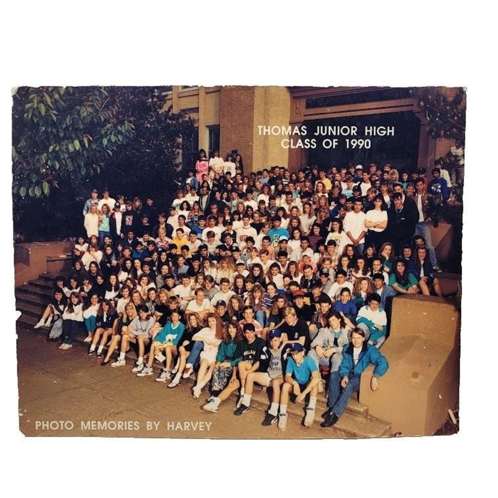 Vintage 1990 Thomas Junior High School Class Photo Prop 11x14 HTF